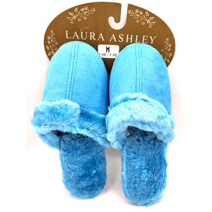 Laura Ashley Glamorous Teal House Slippers Womens Size M 6.5-7.5 NEW Old